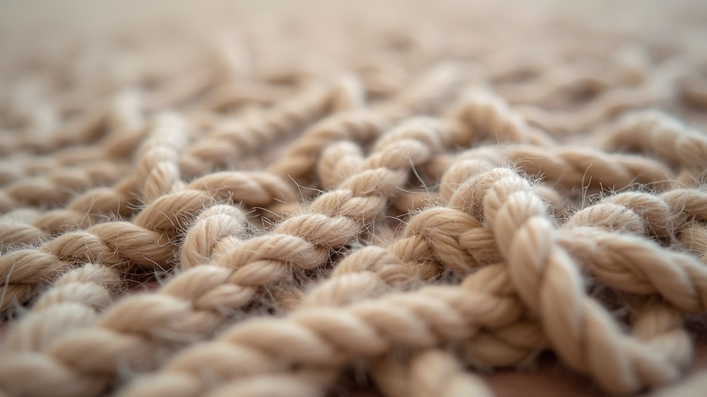 Close-up detail of hand-knotted rug pile and foundation showing knot structure