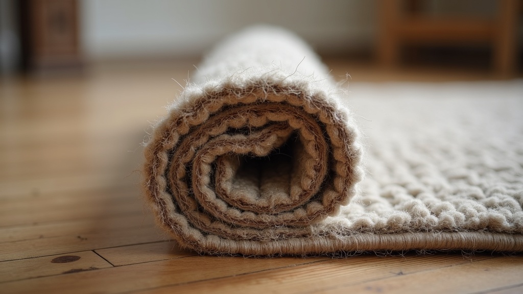 Rolled wool rug detail showing pile and edge construction relevant to choosing rug shape