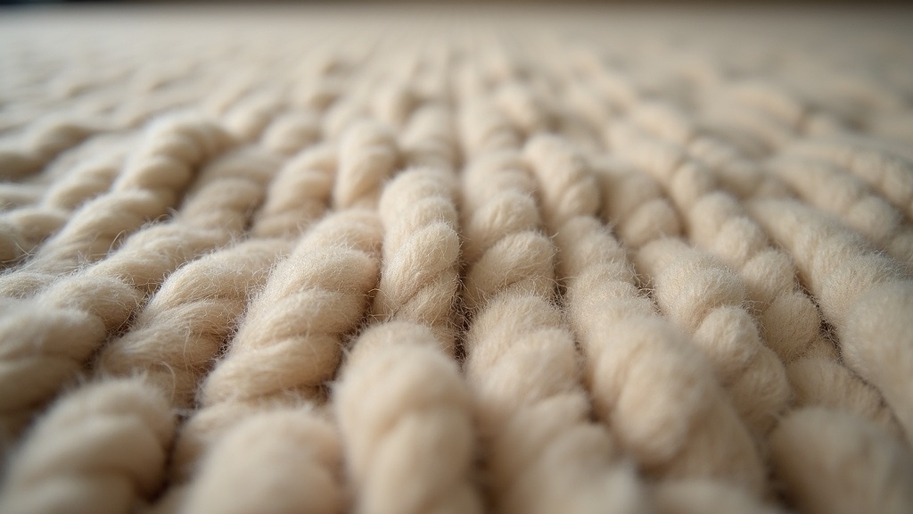 Close-up of wool rug pile texture relevant to dry cleaning methods for rugs