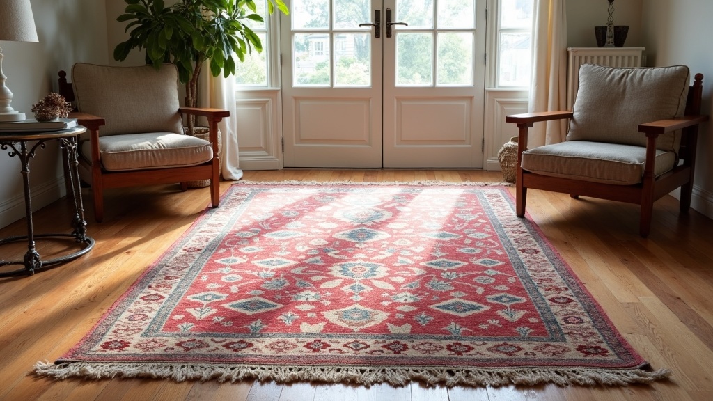 Hand-knotted wool rug in a living room showing how rug prices are actually set by materials and craftsmanship