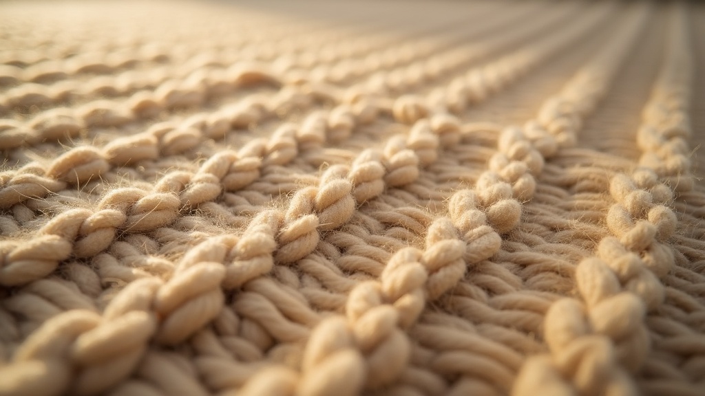 Close-up of knot density on the back of a hand-knotted wool rug
