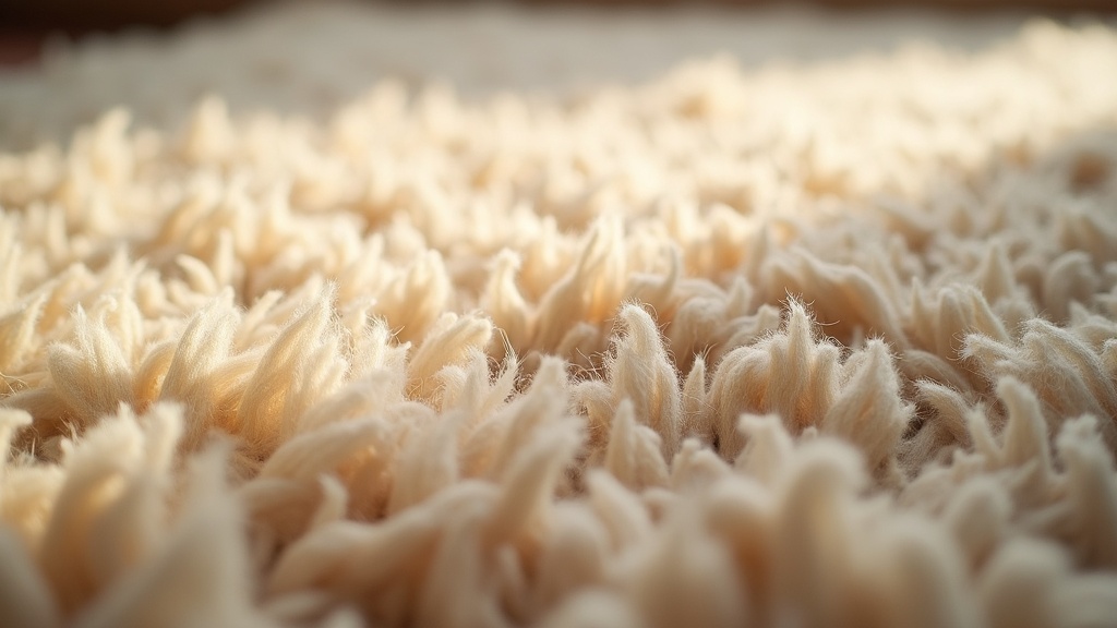 Close-up of rug pile showing sheen and colour signs of a chemically washed rug