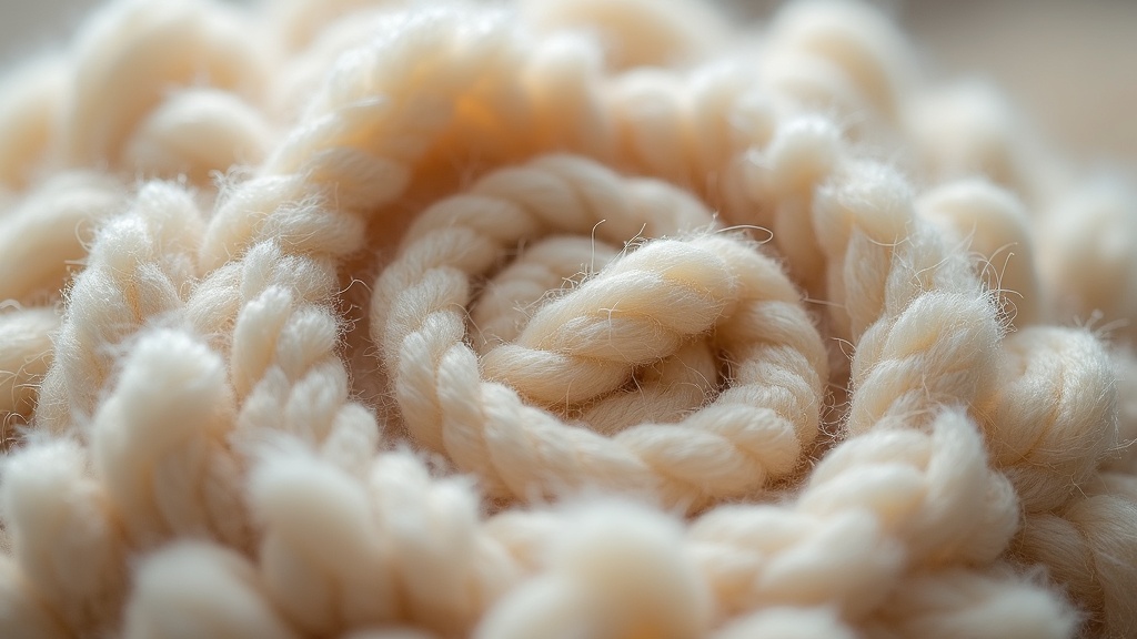 Close-up cross-section of wool rug pile showing knot and fibre structure relevant to oil stain removal