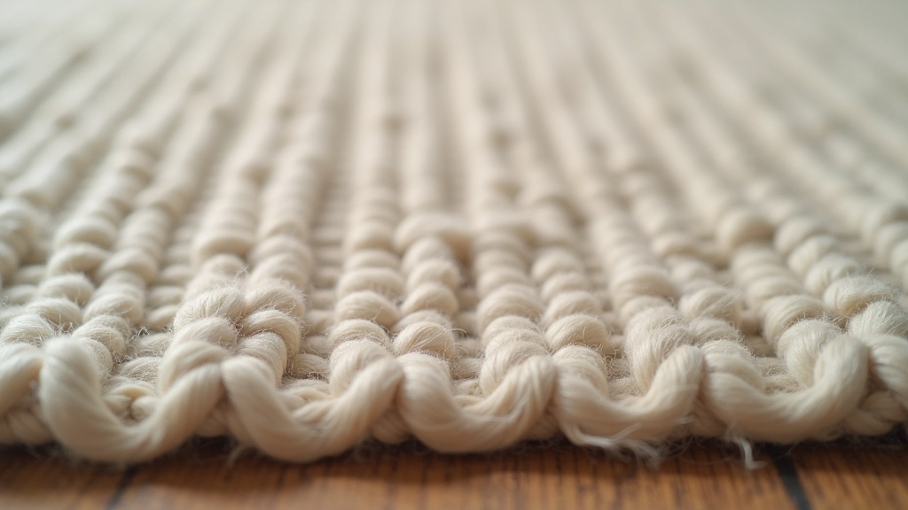 Close-up of wool pile and cotton foundation knots typical of Indian and Pakistani rug construction