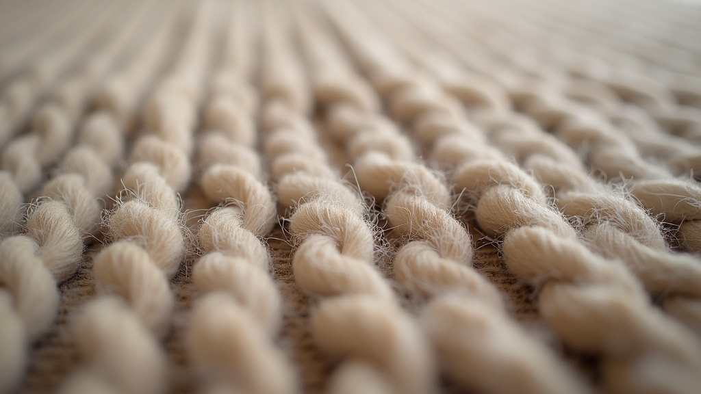 Close-up of hand-knotted rug pile and foundation threads used to judge antique rug value