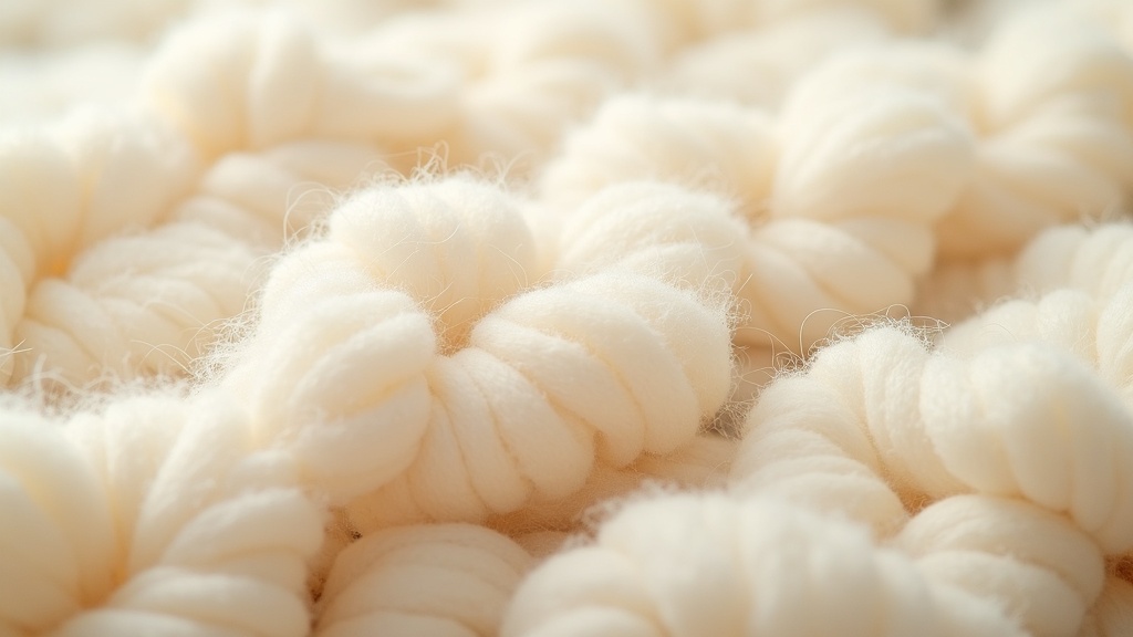 Close-up of cut pile texture in a neutral wool rug
