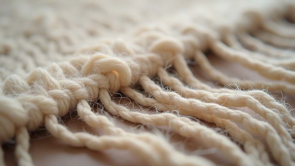 Close-up of wool rug pile texture showing the weave affected by a spill