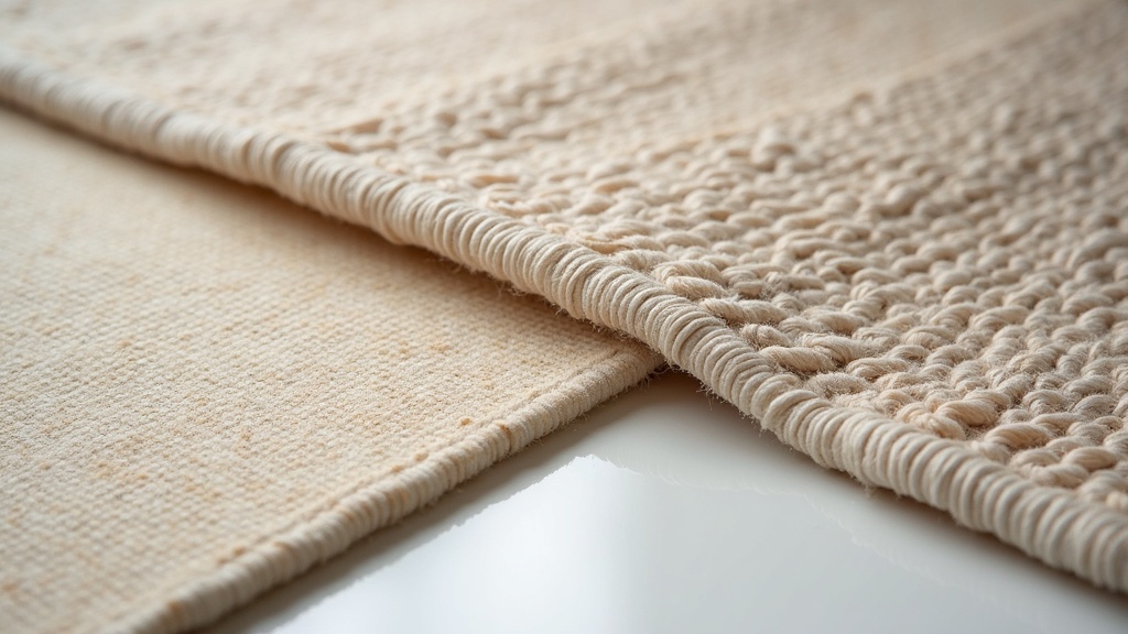 Close-up of rug foundation weave and rug pad texture showing construction detail related to rug rippling