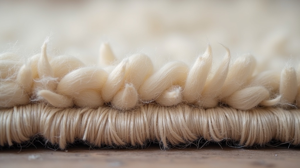 Close-up of rug pile and knot structure showing weave construction detail
