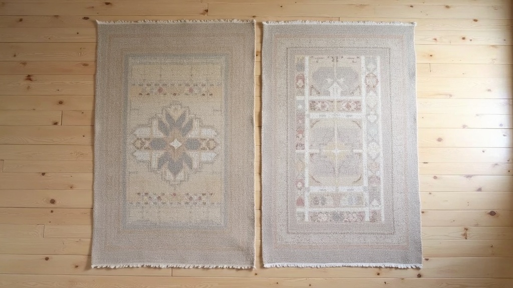 Two area rugs sized to define separate zones in an open-plan floor plan