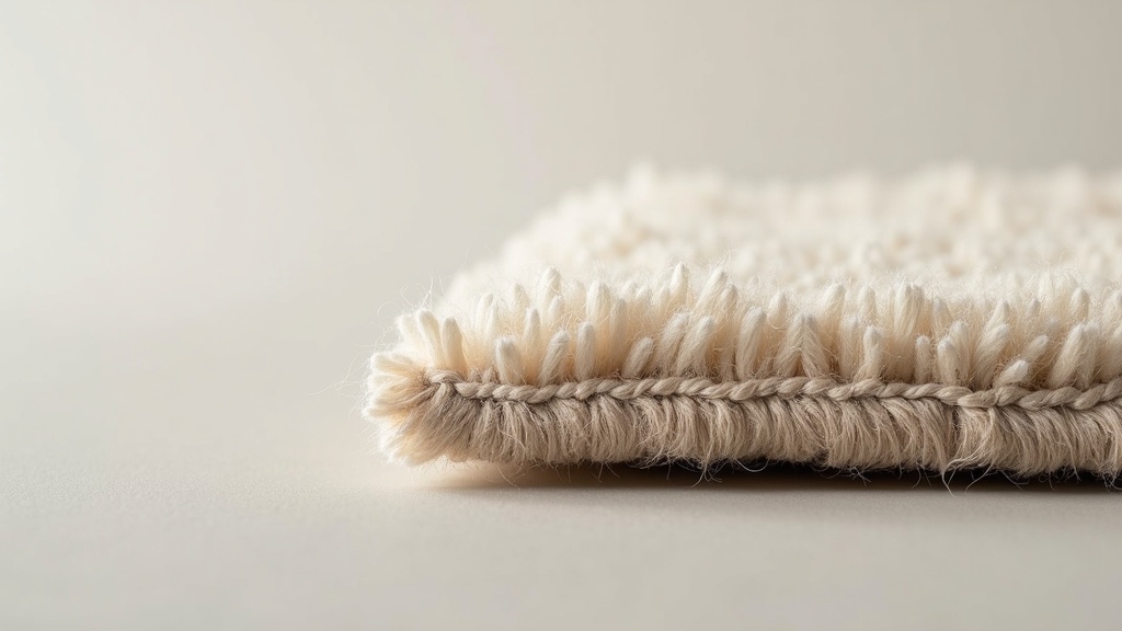 Close-up cross-section of hand-knotted rug pile and foundation showing construction detail relevant to bedroom rug sizing