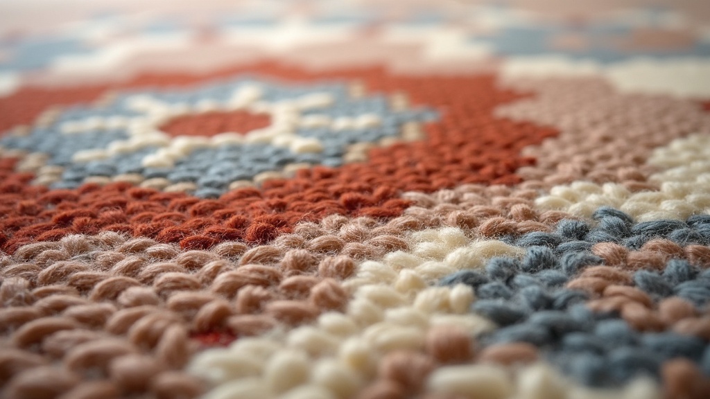 Close-up detail of Bakhtiari and Heriz rug pile showing hand-knotted wool texture