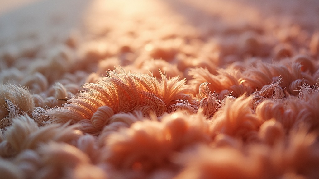 Close-up of silk rug pile showing fine knots and characteristic sheen