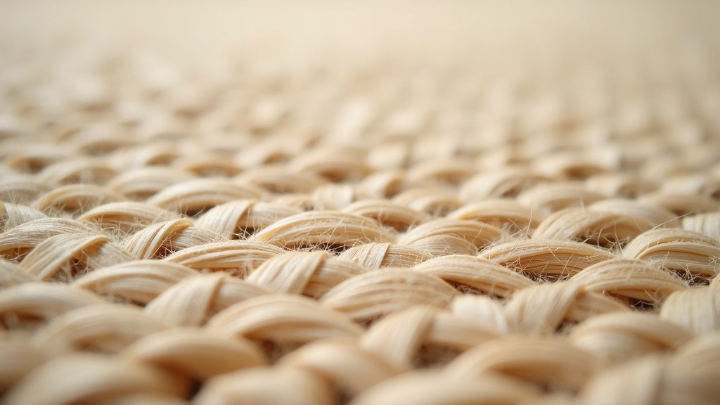 Close-up detail of seagrass rug weave showing smooth natural fiber strands