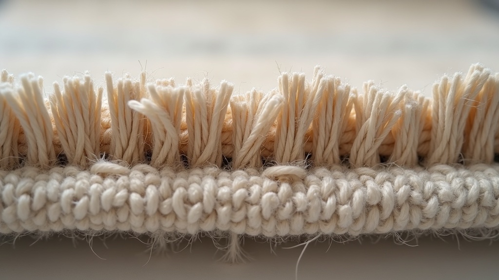 Close-up of rug pile and foundation weave showing warp and weft construction