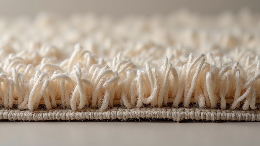 Cross-section close-up of rug pile showing warp, weft and knot construction