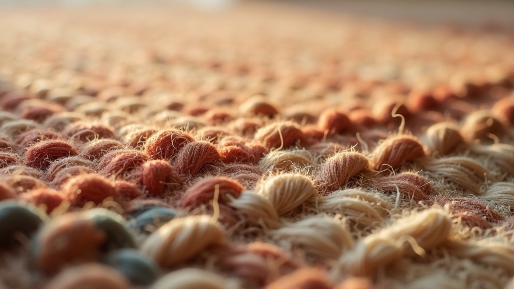 Close-up of hand-knotted pile and foundation threads used to judge antique rug value