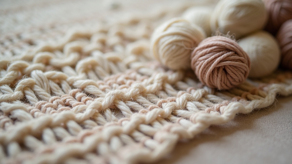 Cross-section close-up of rug pile and foundation illustrating hand-loomed rug construction detail